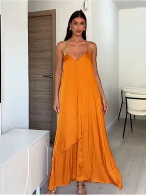 Zara Slip Maxi Dress in Burnt Orange